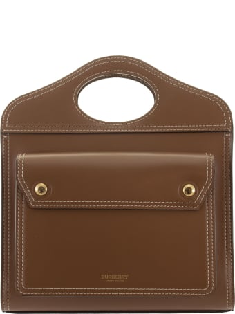 Burberry Mini Pocket Bag In Leather With Stitching