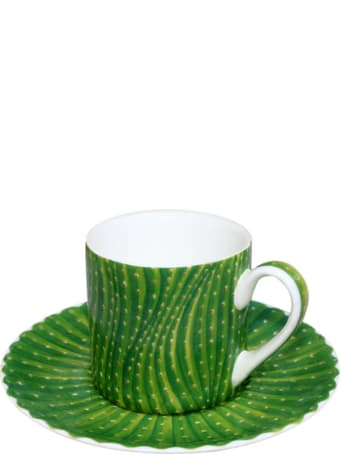 Taitù Set of 2 Espresso Cups & Saucers - Cactus Collection