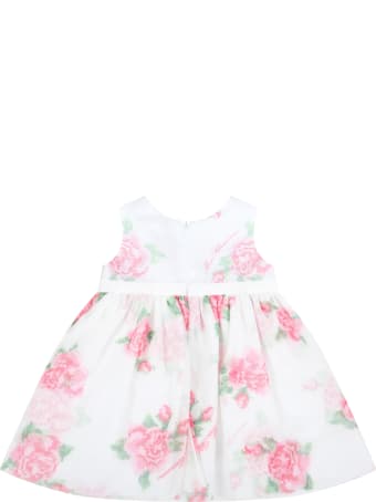 Blumarine White Dress For Baby Girl With Logo