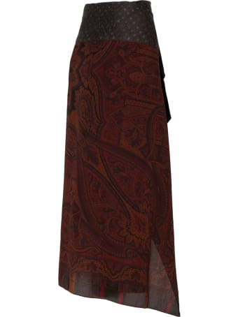Ibrigu Multicolor Silk Wrap Midi Skirt