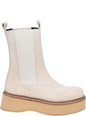 Paloma Barceló Paloma Barcelo' Eerin Ankle Boot In Ivory Suede