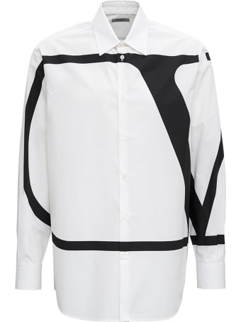 Valentino Cotton Poplin Shirt With V Logo Print