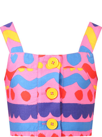Stella McCartney Kids Fuchsia Top For Girl With Multicolor Designs