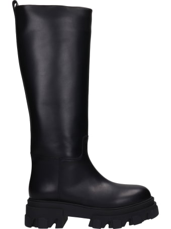 Gia X Pernille Teisbaek Perni 07 Low Heels Boots In Black Leather