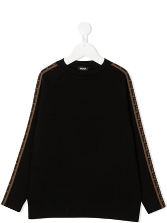 Fendi Black Wool Sweater With Ff Side Bands