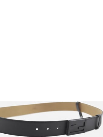 Fendi Leather Belt With Ff Baguette Buckle