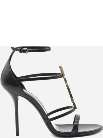 Saint Laurent Cassandra Sandals In Leather With Monogram