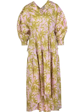 Diane Von Furstenberg Heather Cotton-poplin Midi Dress In Palm Pink Lemonade