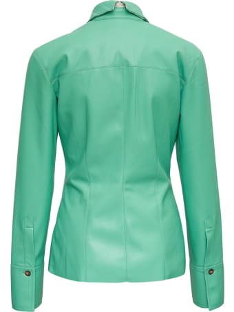 Nanushka Priya Vegan Leather Shirt With Plisse Collar