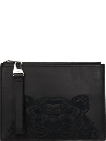 Kenzo Clutch In Black Leather