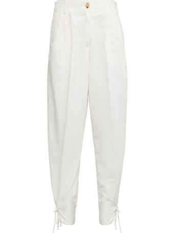 Forte_Forte White Viscose Blend Pants With Bows Detail