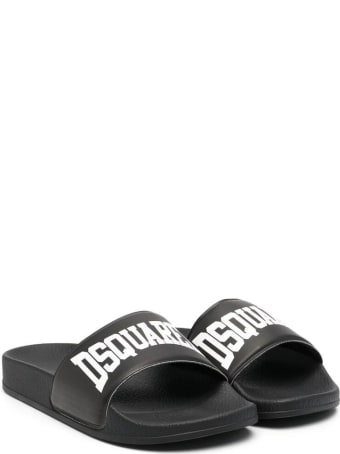 Dsquared2 Black D2kids Boxer Logo Slippers