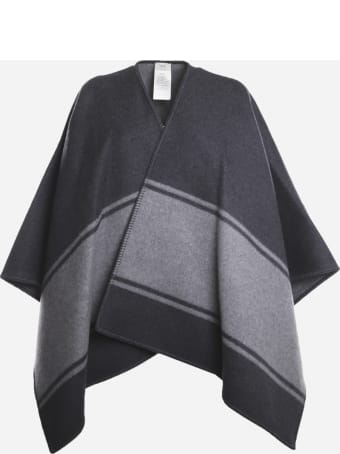 Fendi Wool And Cashmere Poncho With Logo Print