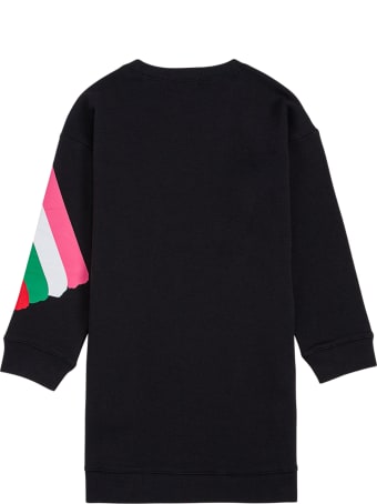 Stella McCartney Kids Black Cotton Dress With Multicolor Front Print