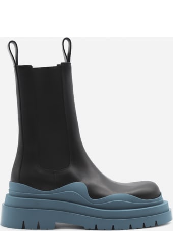 Bottega Veneta Tire Boots In Leather With Contrasting Insert