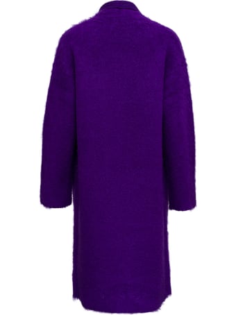 Laneus Wool Blend Purple Long Cardigan