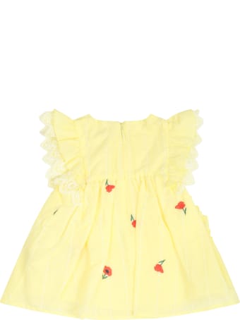 Chloé Yellow Dress For Babygirl With Roses