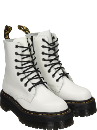 Dr. Martens Jadon Combat Boots In White Rubber/plasic