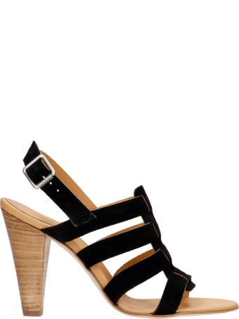 Anna F. Sandals In Black Suede