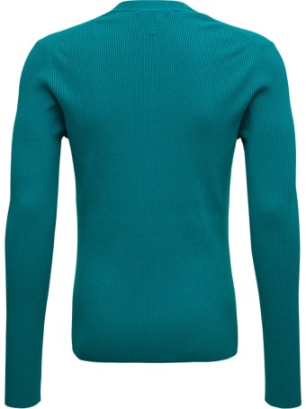 Bottega Veneta Long Sleeved Petrol Colored Ribbed Shirt