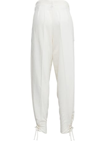 Forte_Forte White Viscose Blend Pants With Bows Detail