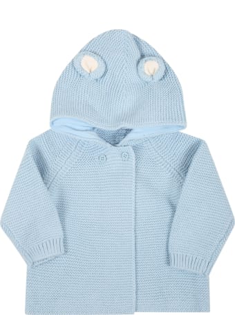 Stella McCartney Kids Light Blue Cardigan For Baby Boy With Ears