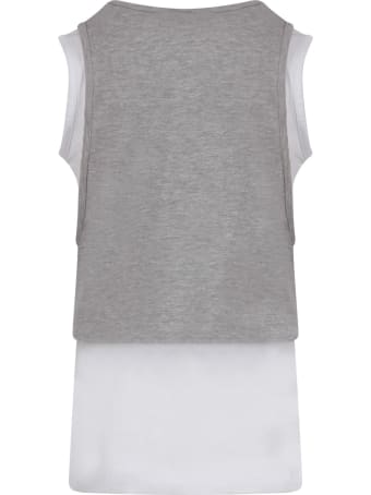 Dimensione Danza Grey And White Tank Top With Logo For Girl
