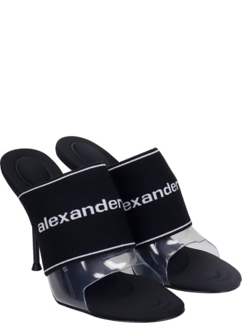 Alexander Wang Sienna Logo Sandals In Black Nylon