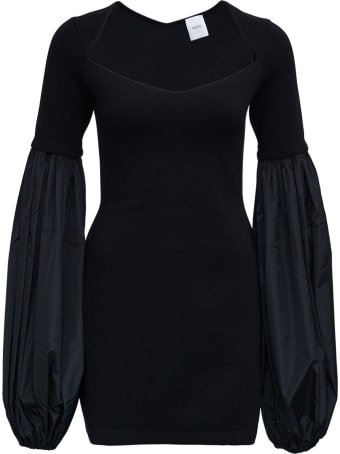 Patou Black Wool Dress With Balloon Sleeves