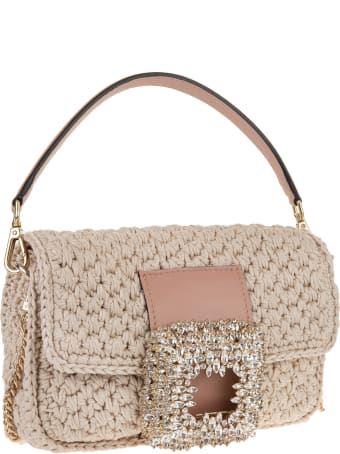Gedebe Sand Medium Mia Crochet Bag With Crystals