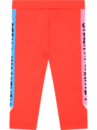 Stella McCartney Kids Red Leggings For Girl With Pencils