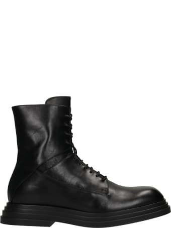 Cesare Paciotti Anfibio Combat Boots In Black Leather