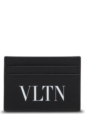 Valentino Garavani Brown Leather Card Holder With Logo