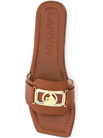 Lanvin Swan Mules Logo Buckle