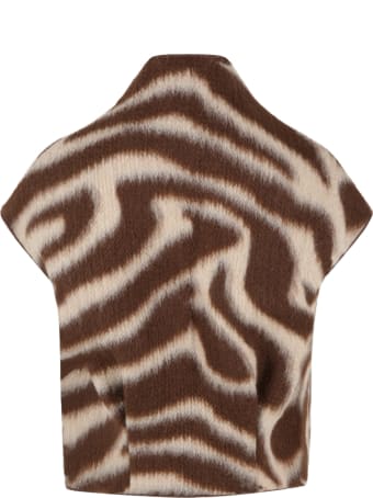 Douuod Brown Vest For Kids With Biege Details