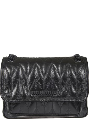 Miu Miu Logo Plaque Quilted Shoulder Bag