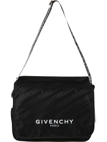 Givenchy Black Bag For Babykids With White Logo