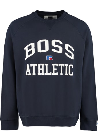 Russell Athletic Cotton Crew-neck Sweatshirt With Logo - Boss X Russell Athletic