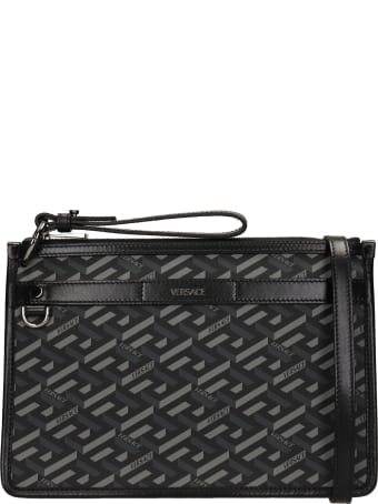 Versace Clutch In Black Polyuretan