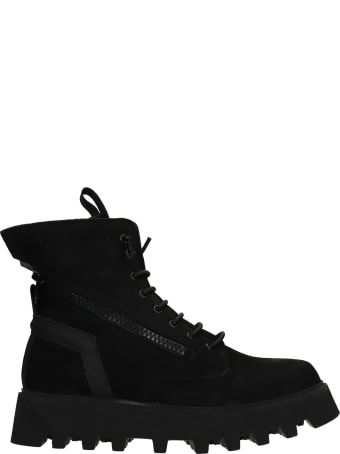 Bruno Bordese Doc Combat Boots In Black Nubuck