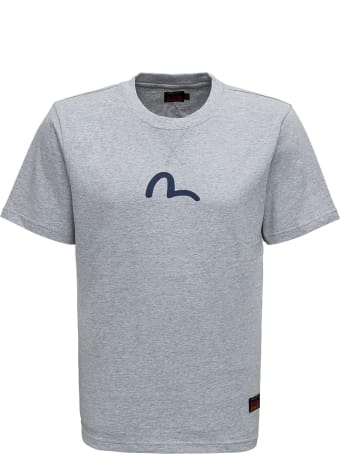 Evisu Grey Cotton T-shirt With Logo Print