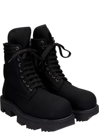 DRKSHDW Army Megrton Combat Boots In Black Canvas