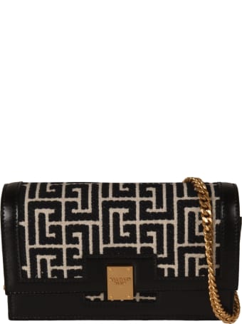Balmain Flap Front Logo Chain Shoulder Bag