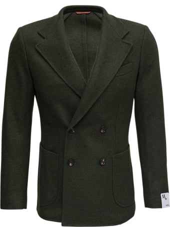 doppiaa Double-breasted Green Wool Twill Jacket