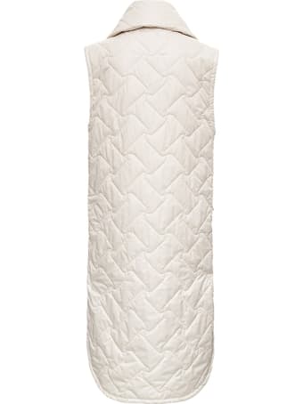 Tela Birillo Long Down Jacket In Beige Quilted Nylon