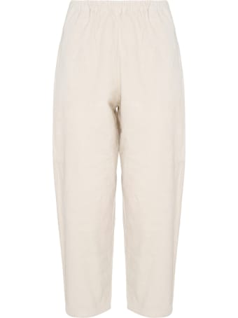 A Punto B Apuntob Butter White Cotton Cropped Pants