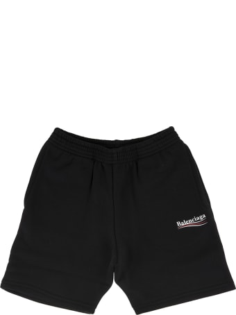 Balenciaga Black Kid Sports Shorts With Political Campaign Logo