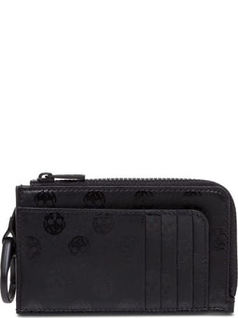 Alexander McQueen Skull Card Holder In Black Leather