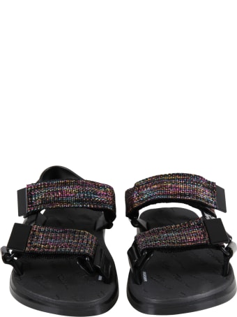 Melissa Black Sandals For Girl With Logo