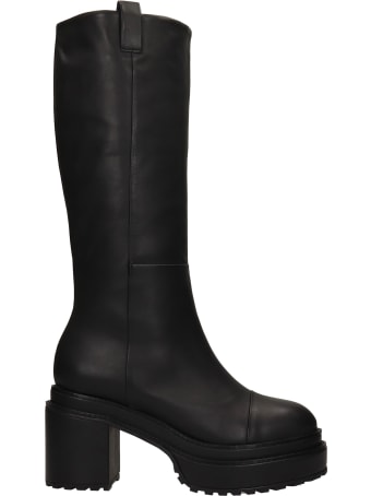 Cult Gaia Hana High Heels Boots In Black Leather